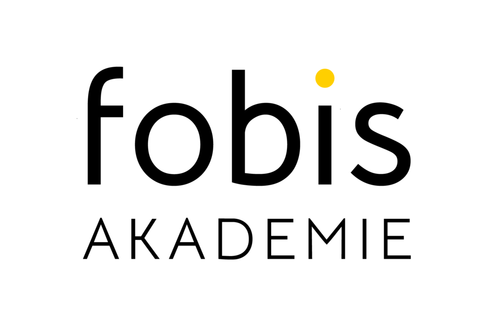 Logo mit dem Text "fobis Akademie" in Schwarz, mit gelber Punkt über dem Buchstaben "i".